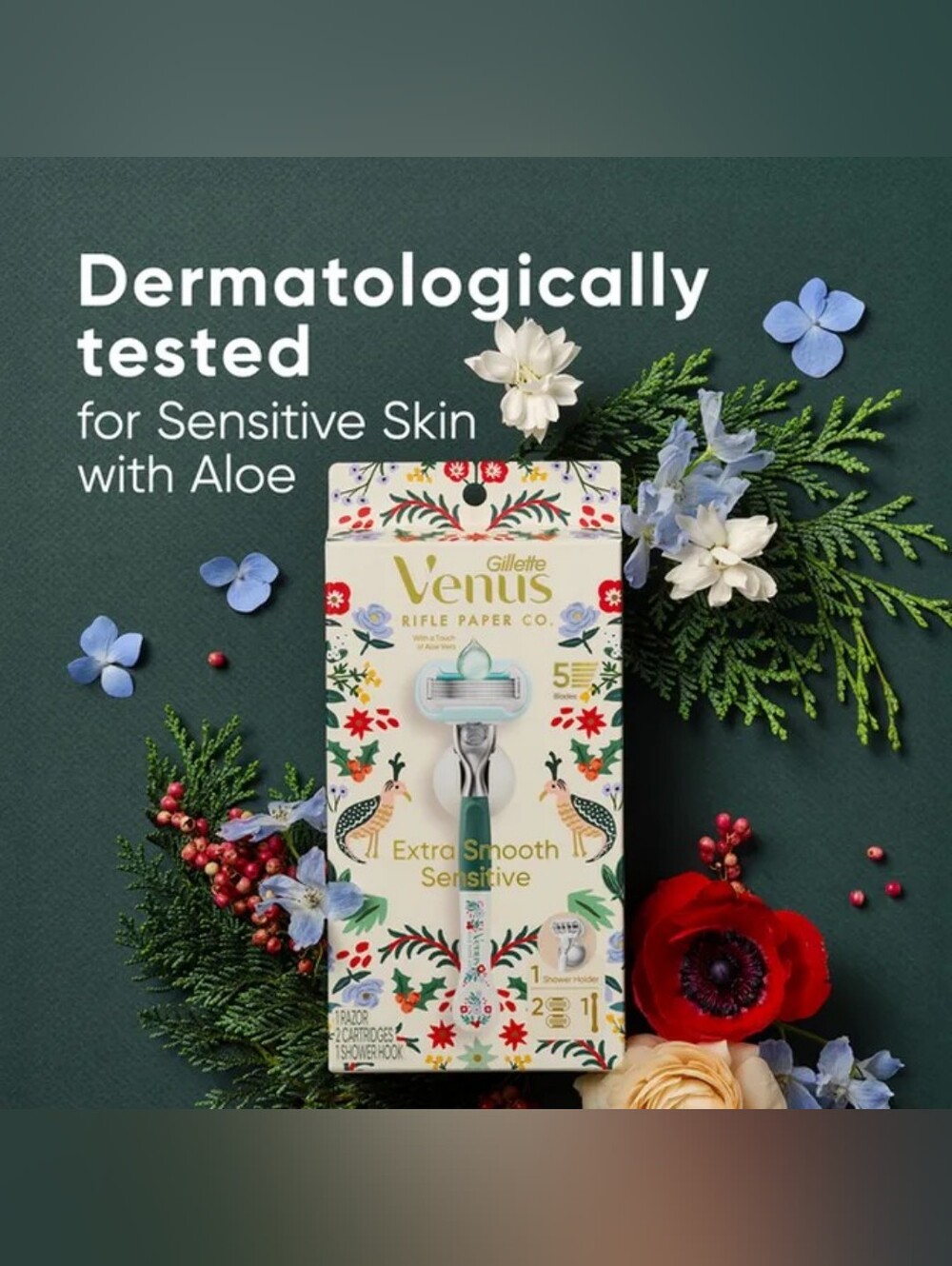 Venus Rifle Paper Co. + Extra Smooth Sensitive Women's Razor - Picture 3 of 8